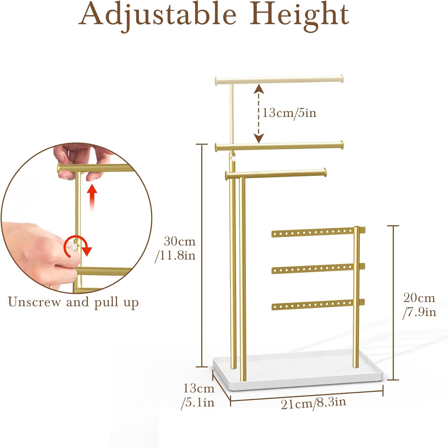 1724501773 461 Jewelry Holder Organizer Stand Adjustable Tall 175 Max Sturdy