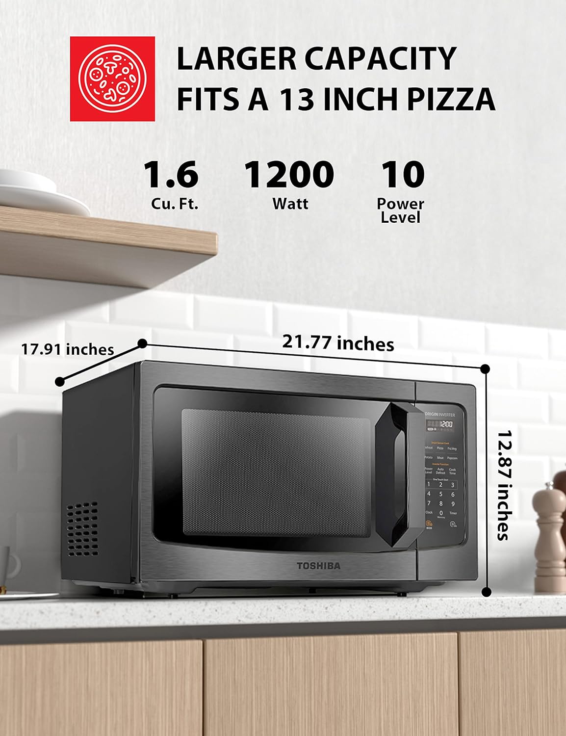 1724507204 677 TOSHIBA ML EM45PITBS Countertop Microwave Oven with Inverter Technology Kitchen Essentials