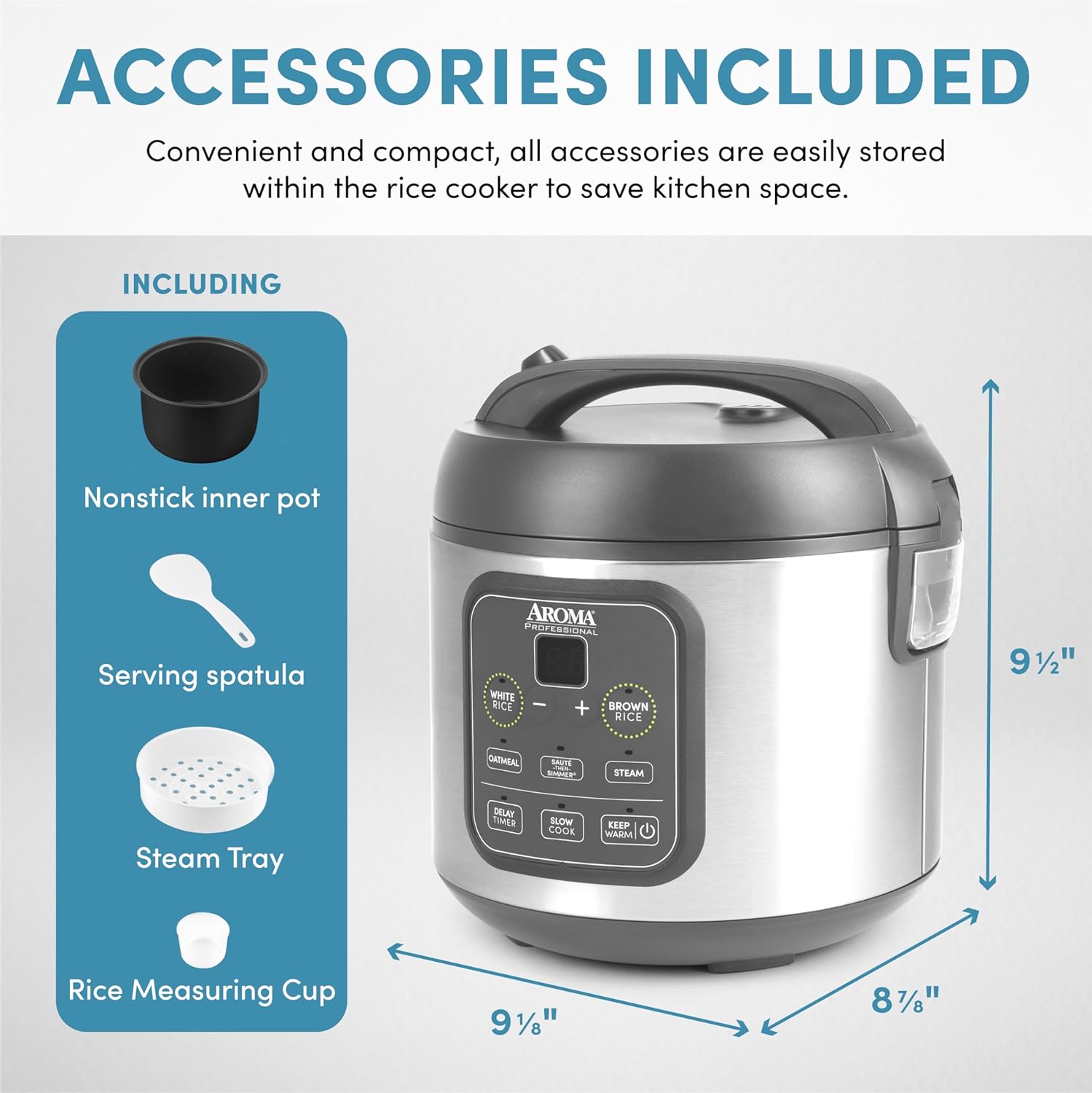 1724508082 515 AROMA Professional Digital Rice Cooker Multicooker 4 Cup Uncooked 8 Cup