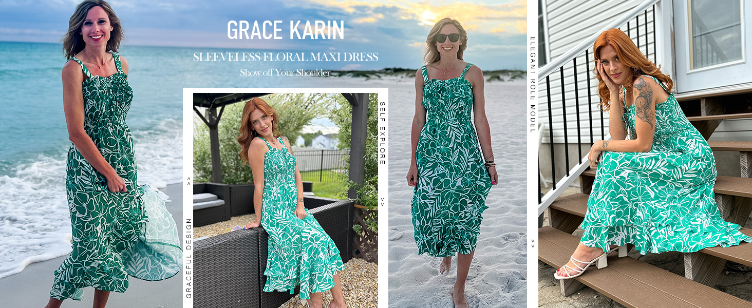 1724514408 892 GRACE KARIN Womens 2024 Summer Floral Boho Dress Square Neck