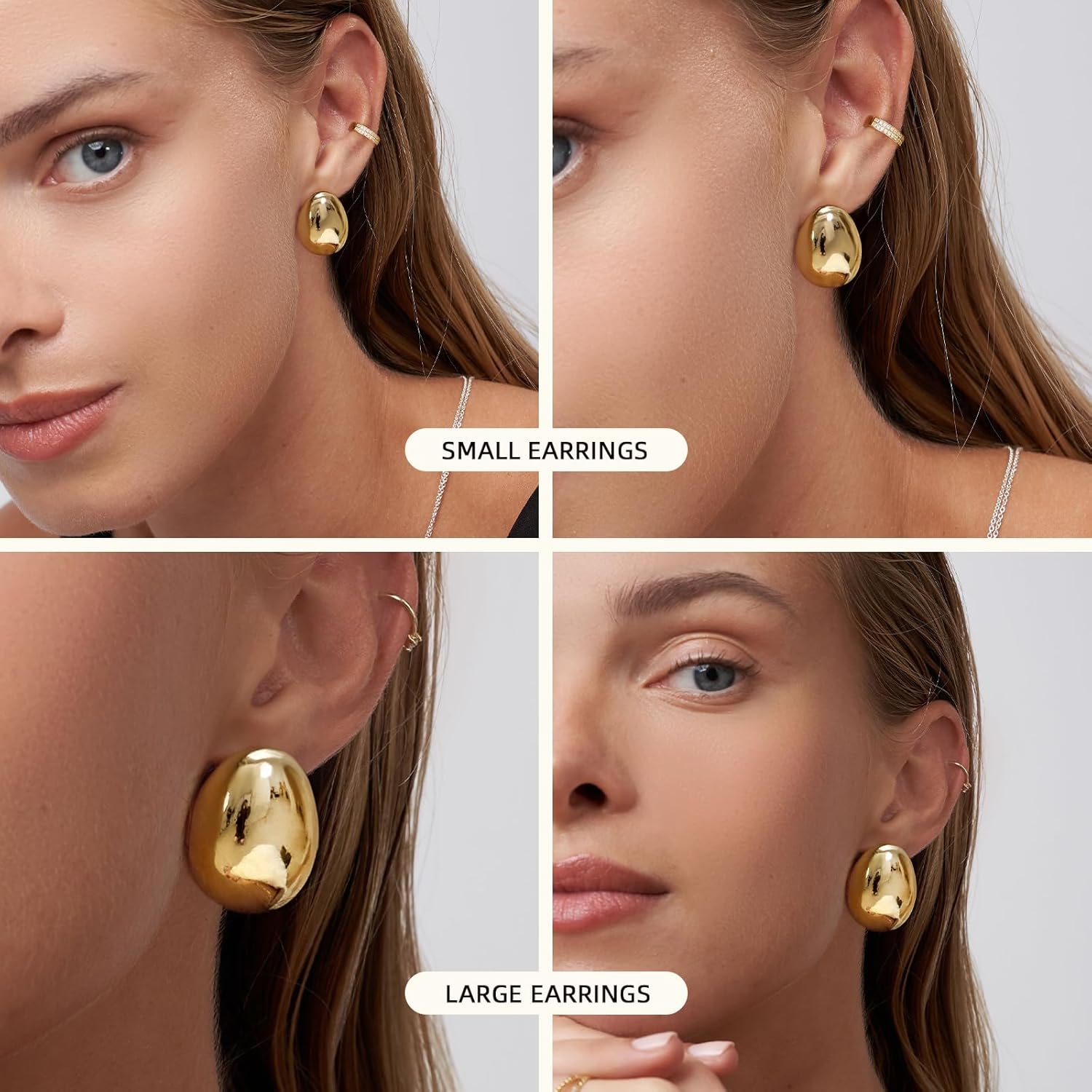 1724516912 645 23 Pairs Chunky Gold Earrings14K Gold Plated Earrings Thick Oval