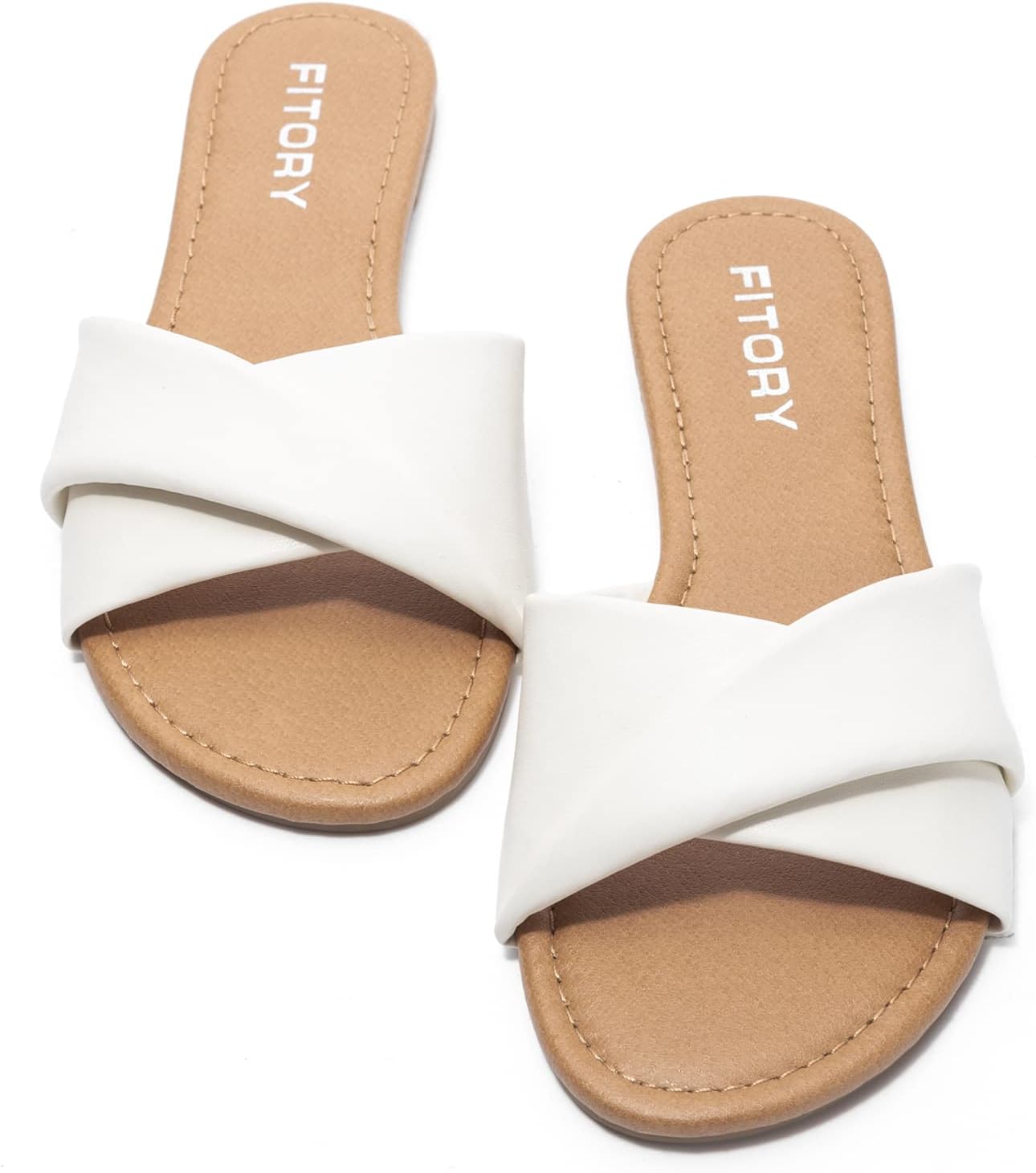 1724519525 205 FITORY Womens Flat Sandals Fashion Slides With Soft Leather Slippers