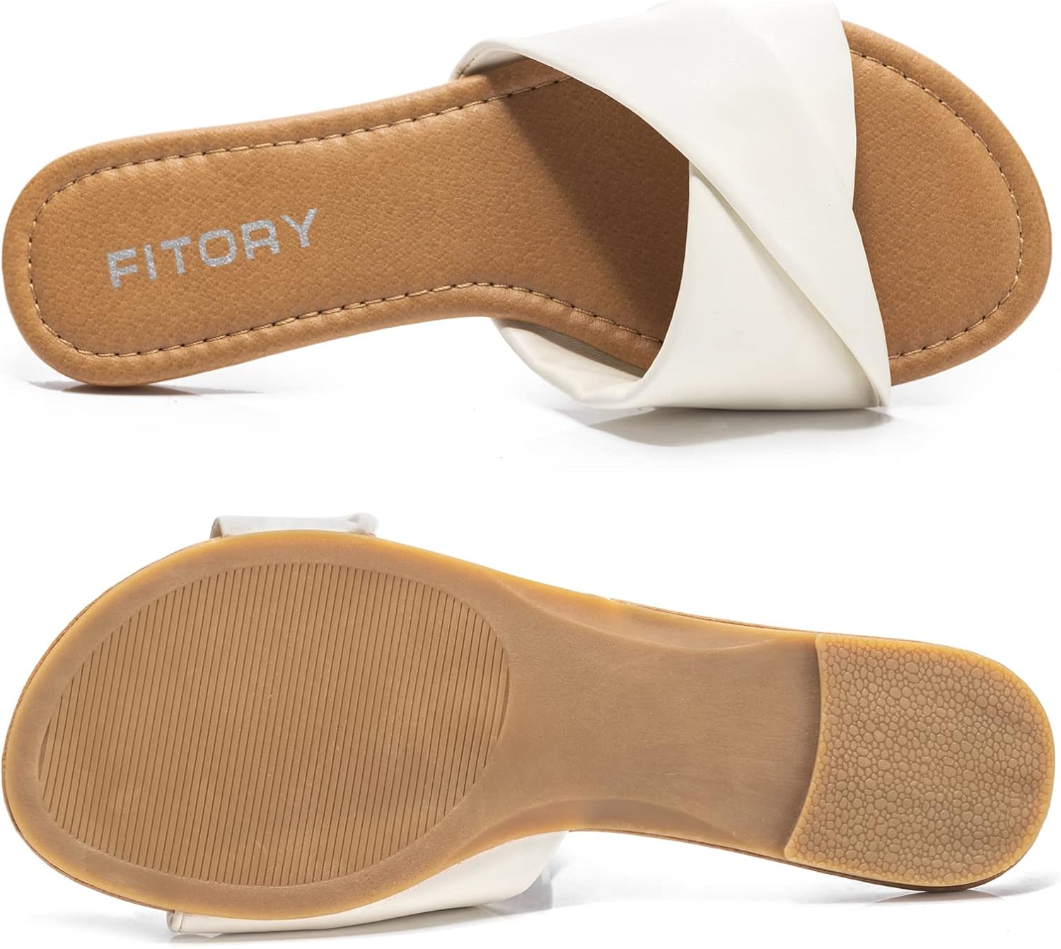 1724519525 66 FITORY Womens Flat Sandals Fashion Slides With Soft Leather Slippers