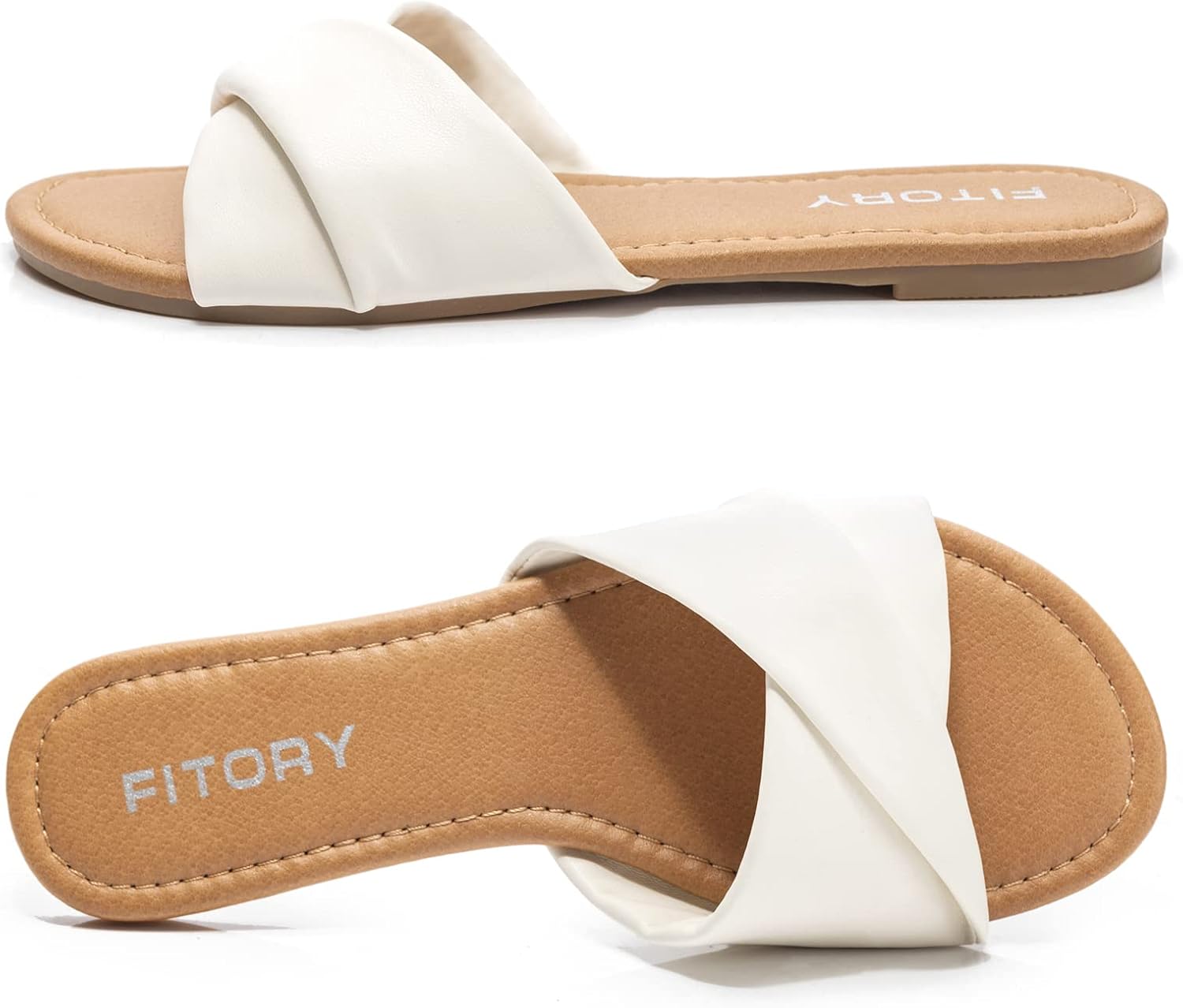 1724519525 806 FITORY Womens Flat Sandals Fashion Slides With Soft Leather Slippers