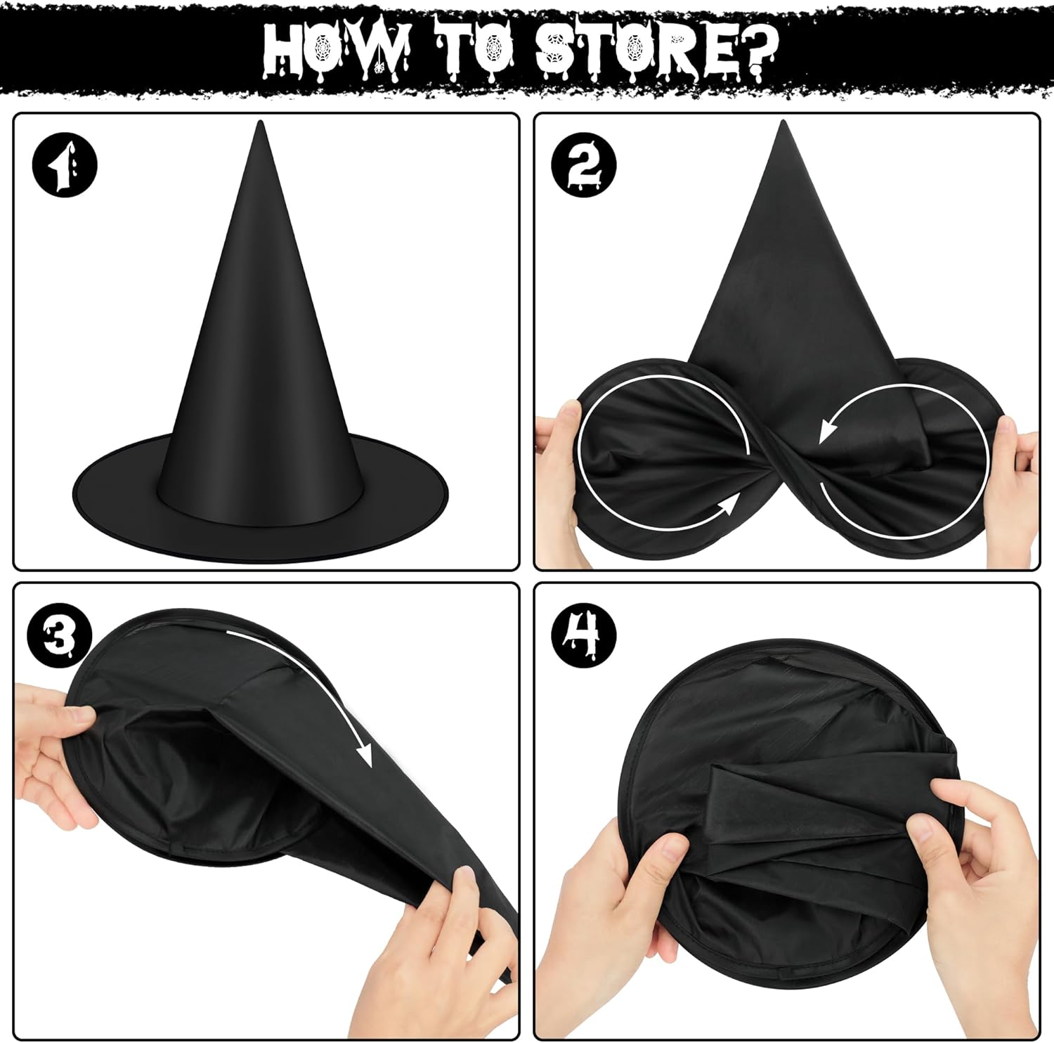 1724522012 761 12 PCS Halloween Witch Hats Black Hanging Witch Hat Witch