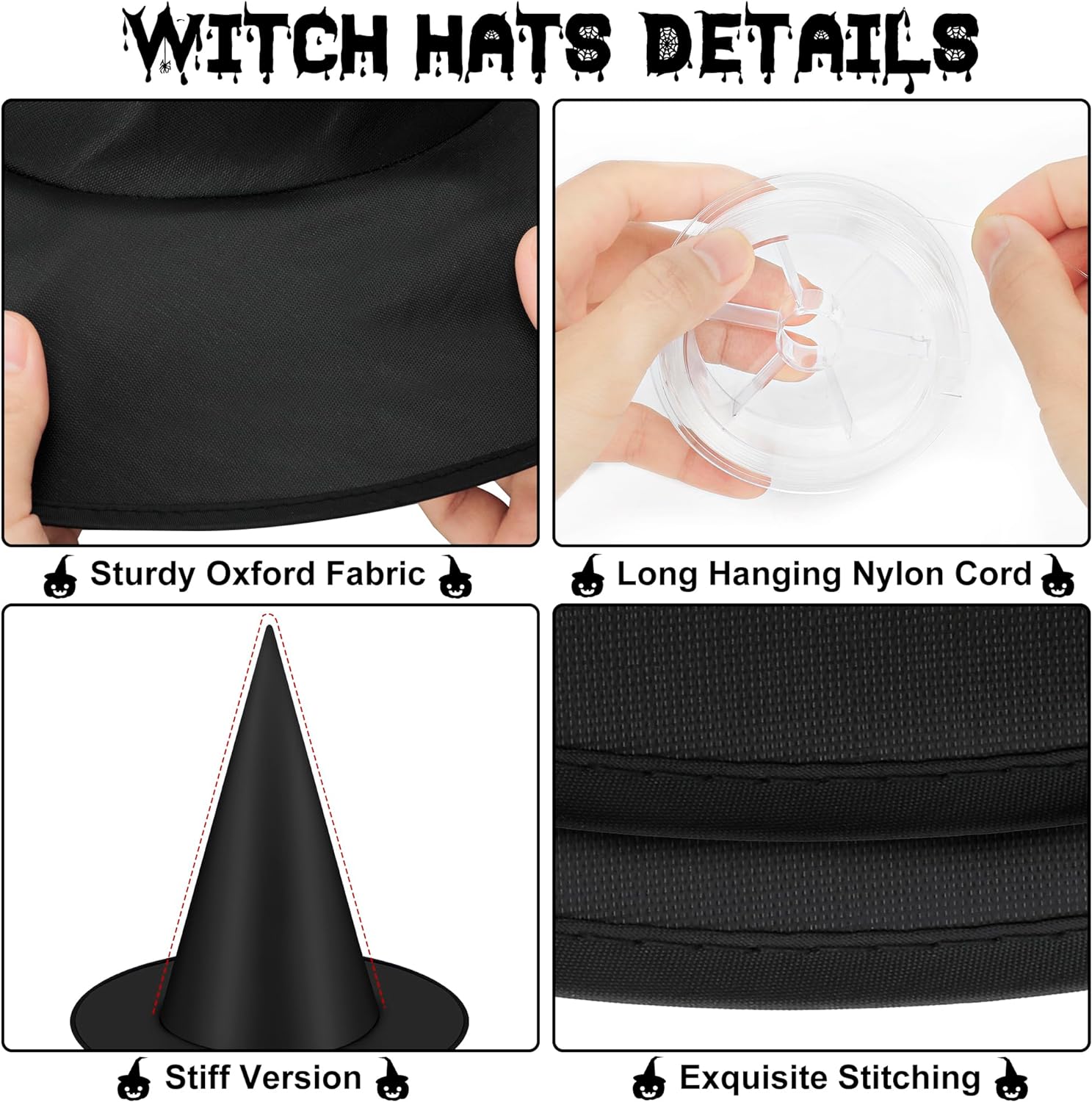 1724522012 78 12 PCS Halloween Witch Hats Black Hanging Witch Hat Witch