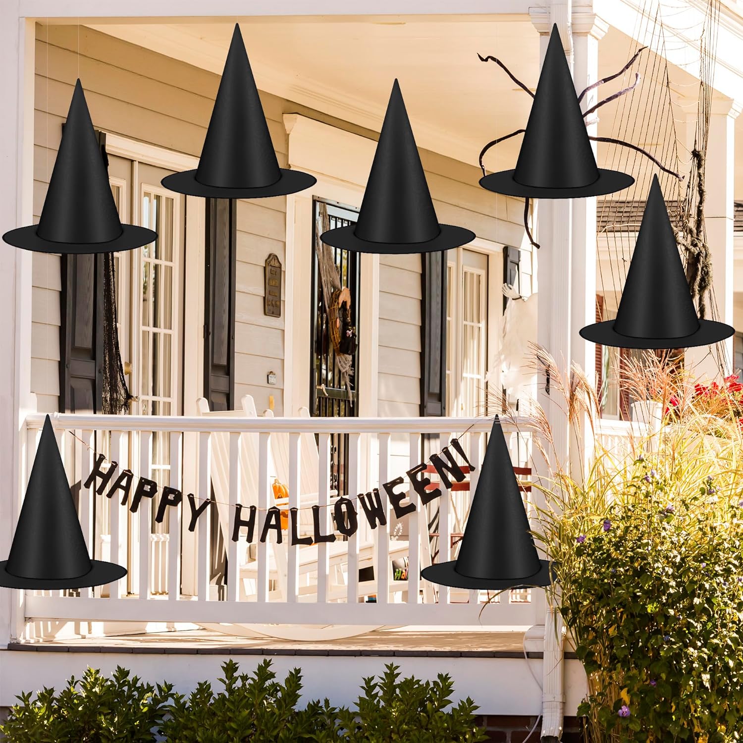 1724522013 83 12 PCS Halloween Witch Hats Black Hanging Witch Hat Witch