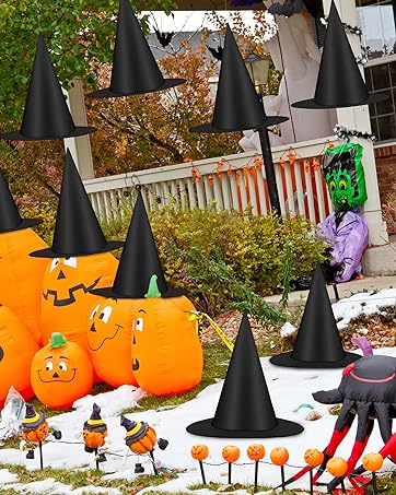 1724522014 515 12 PCS Halloween Witch Hats Black Hanging Witch Hat Witch