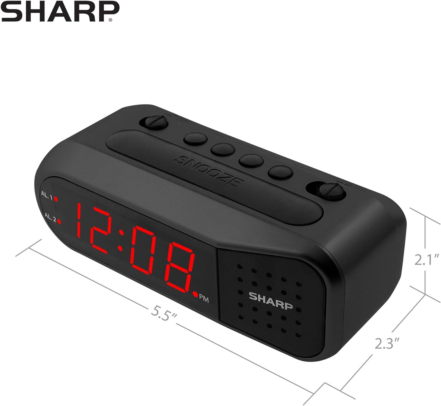 1724525496 394 SHARP Digital Alarm Clock – Black Case with Red LEDs