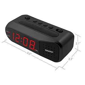 1724525497 294 SHARP Digital Alarm Clock – Black Case with Red LEDs