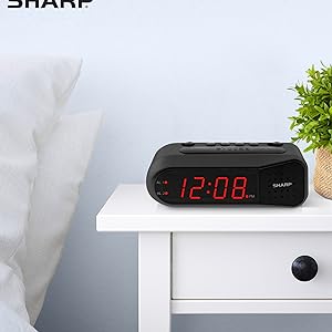 1724525497 772 SHARP Digital Alarm Clock – Black Case with Red LEDs