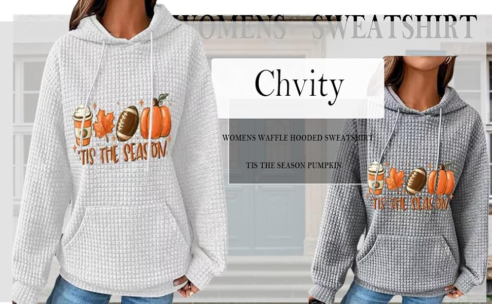 1724537515 17 Chvity Womens Pullover Sweatshirt Drawstring Tis The Season Pumpkin Printed