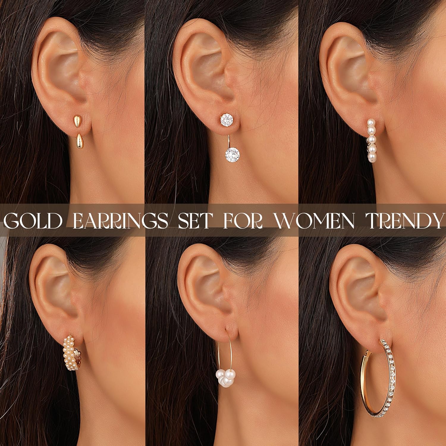 1724538389 146 84 Pairs Gold Stud Earrings Set for Women Multipack Fashion