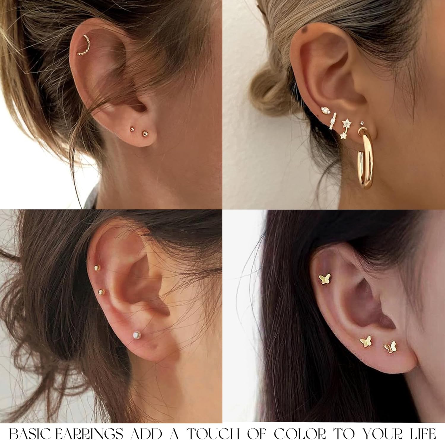 1724538389 685 84 Pairs Gold Stud Earrings Set for Women Multipack Fashion