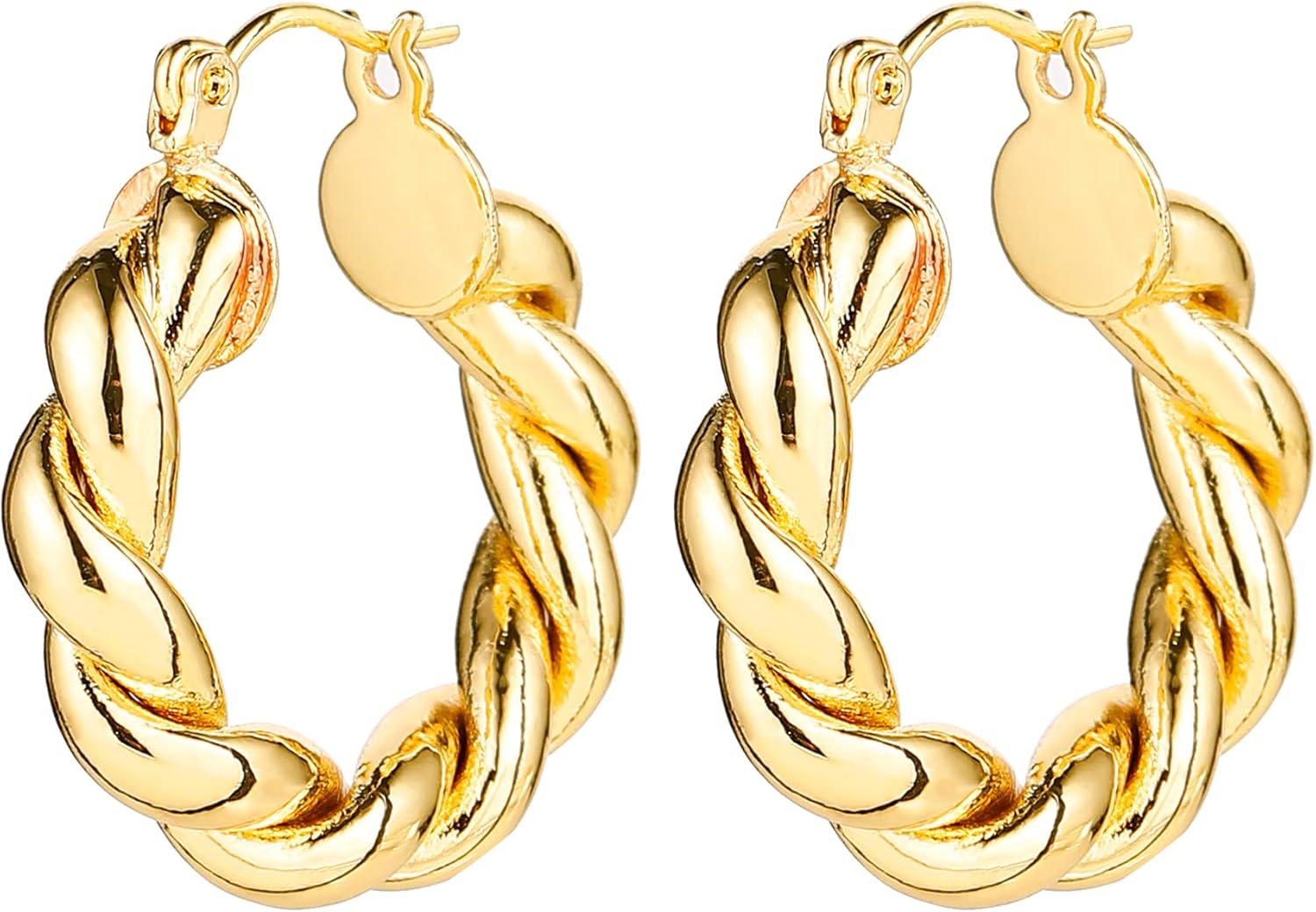 1724541000 794 6 Pairs 14K Gold Hoop Earrings for Women Lightweight Chunky