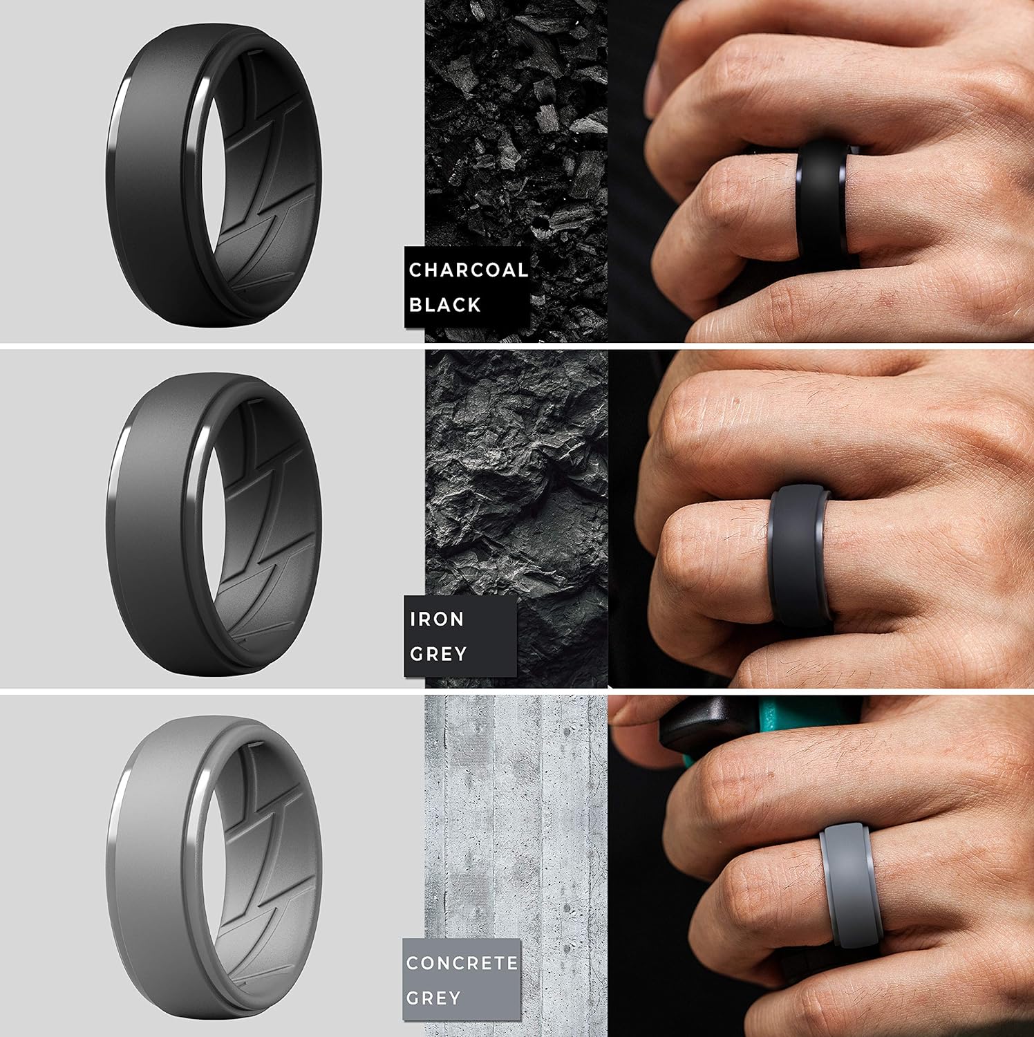 1724542701 295 ThunderFit Silicone Rings for Men Breathable Air Flow Grooves Rubber