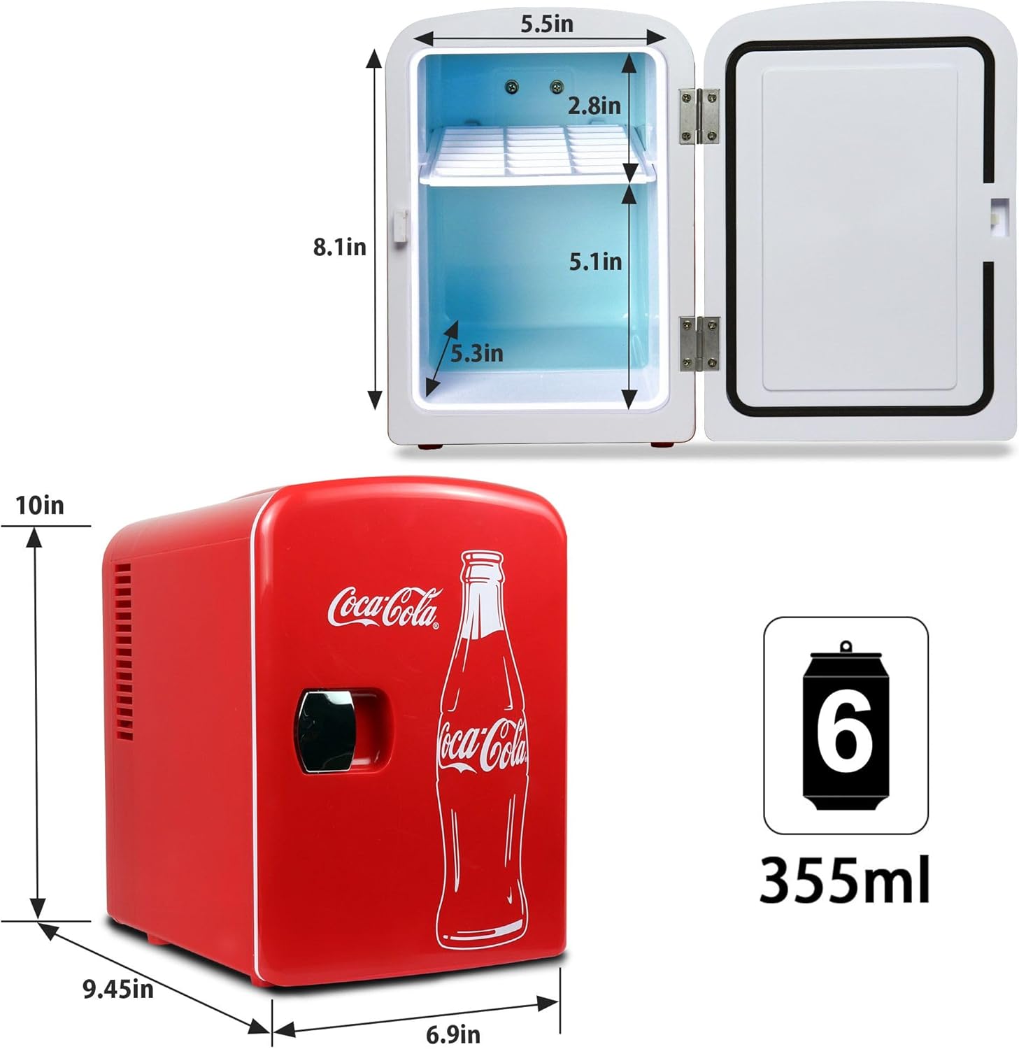 1724544399 3 Coca Cola Classic Coke Bottle 4L Mini Fridge w 12V DC