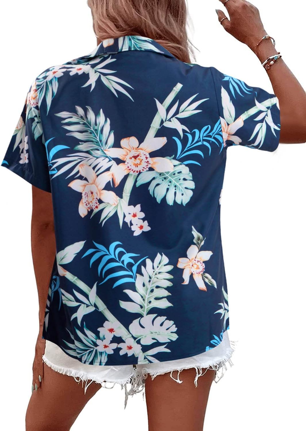 1724555728 308 Women Hawaii Shirts Soft Cool Floral Tropic Print V Neck