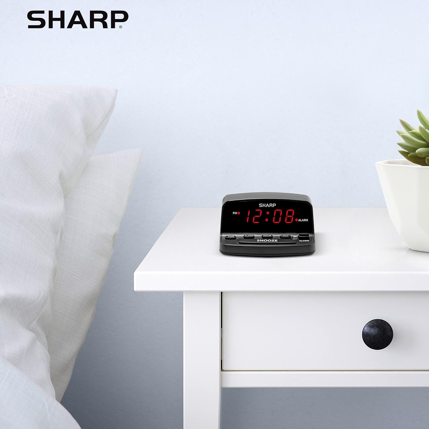 1724563398 460 SHARP Digital Alarm Clock with Keyboard Style Controls Battery Back up