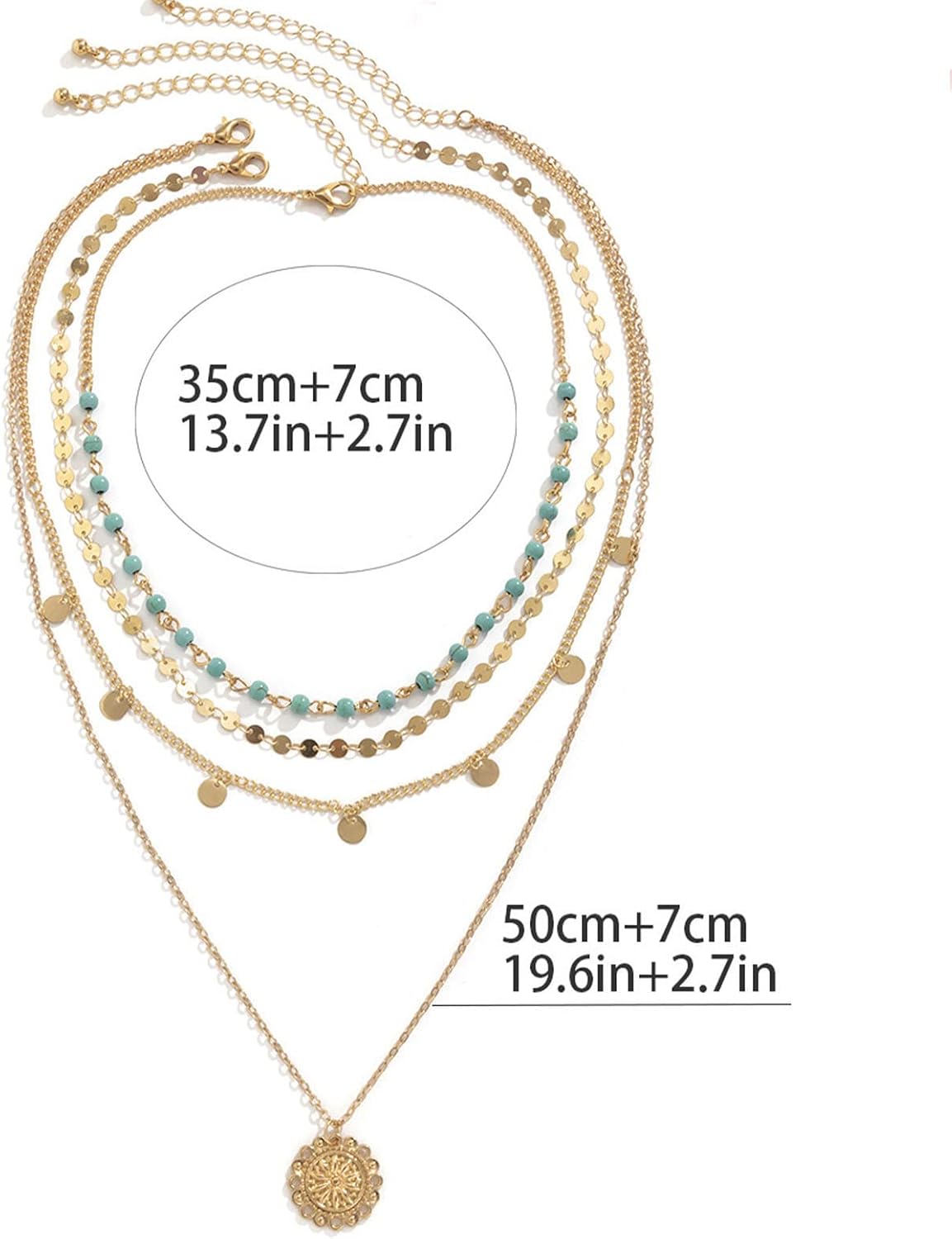 1724565986 39 Gold Layered Turquoise Necklace for Women Multi Boho Turquoise Long