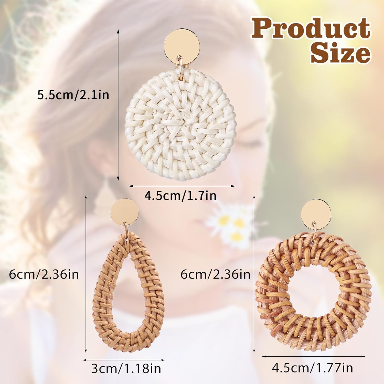 1724566827 806 3 Pairs Rattan Earrings for Women Beach Earrings for Women