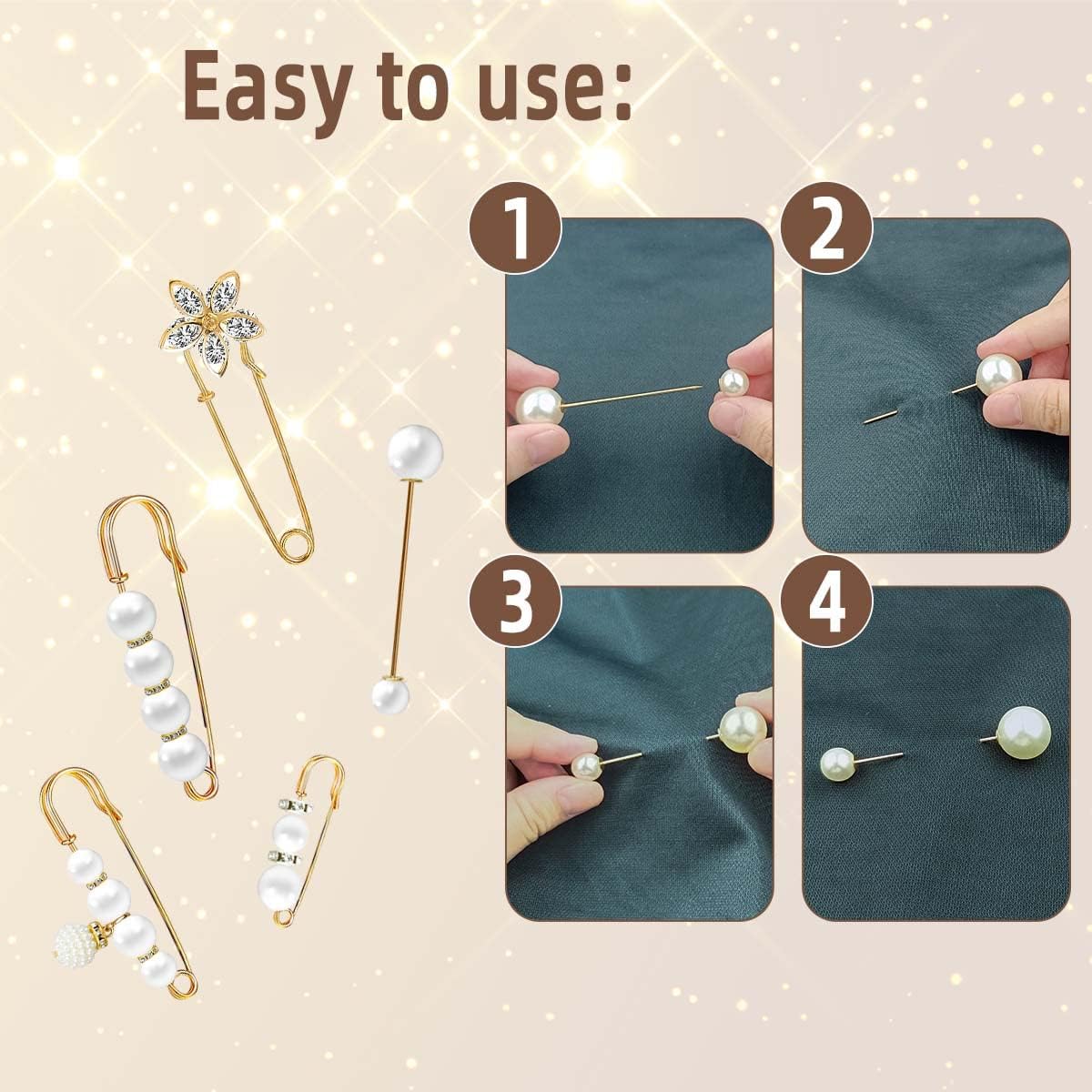 1724570328 429 5 Pieces Pearl Brooch Safety Pins for Clothes Safety Pin