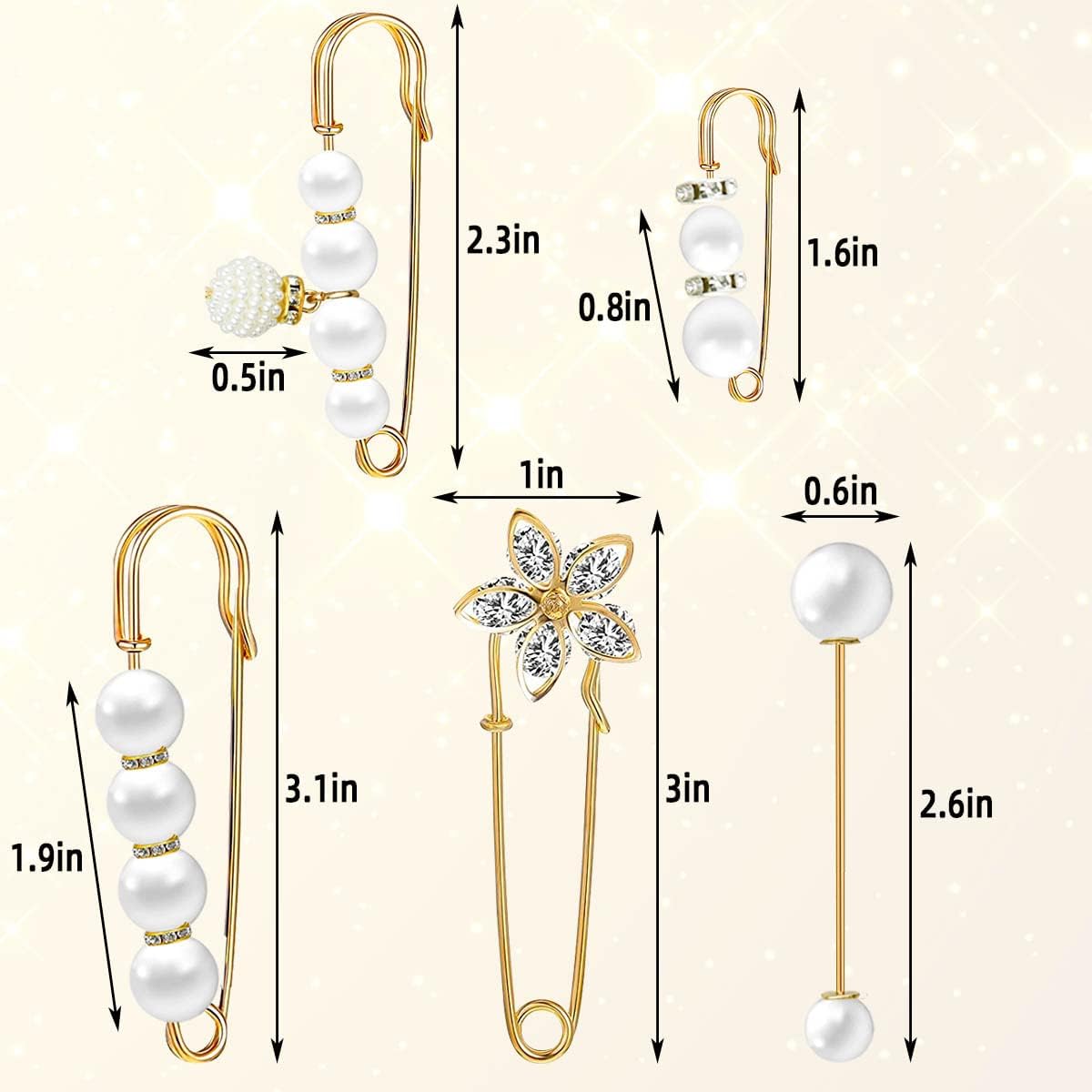 1724570328 459 5 Pieces Pearl Brooch Safety Pins for Clothes Safety Pin