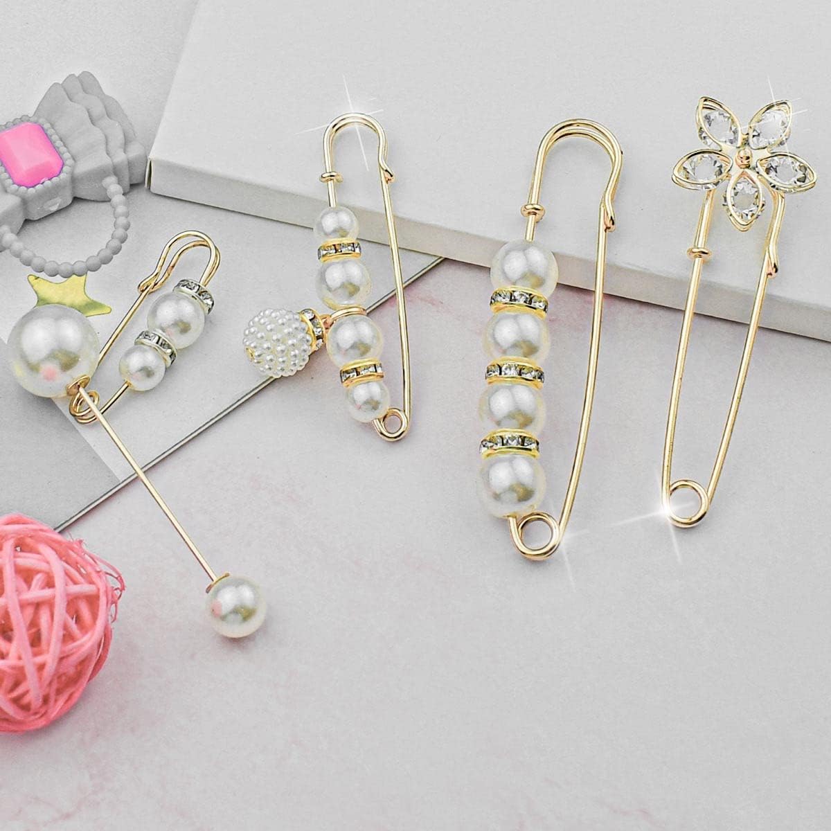 1724570329 392 5 Pieces Pearl Brooch Safety Pins for Clothes Safety Pin