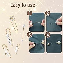 1724570330 183 5 Pieces Pearl Brooch Safety Pins for Clothes Safety Pin