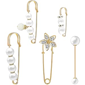 1724570330 273 5 Pieces Pearl Brooch Safety Pins for Clothes Safety Pin