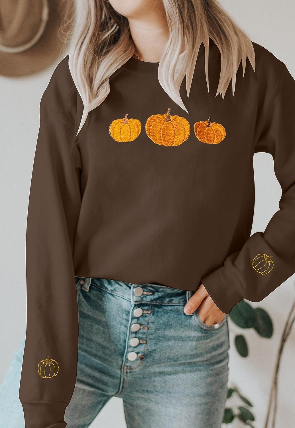 1724575364 26 JINTING Pumpkin Sweatshirt for Women Crewneck Fall Sweatshirts Atumn Graphic