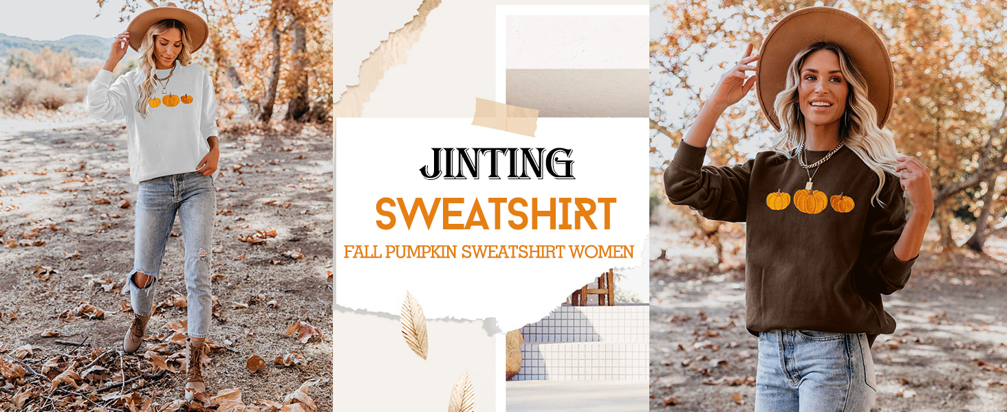 1724575369 686 JINTING Pumpkin Sweatshirt for Women Crewneck Fall Sweatshirts Atumn Graphic