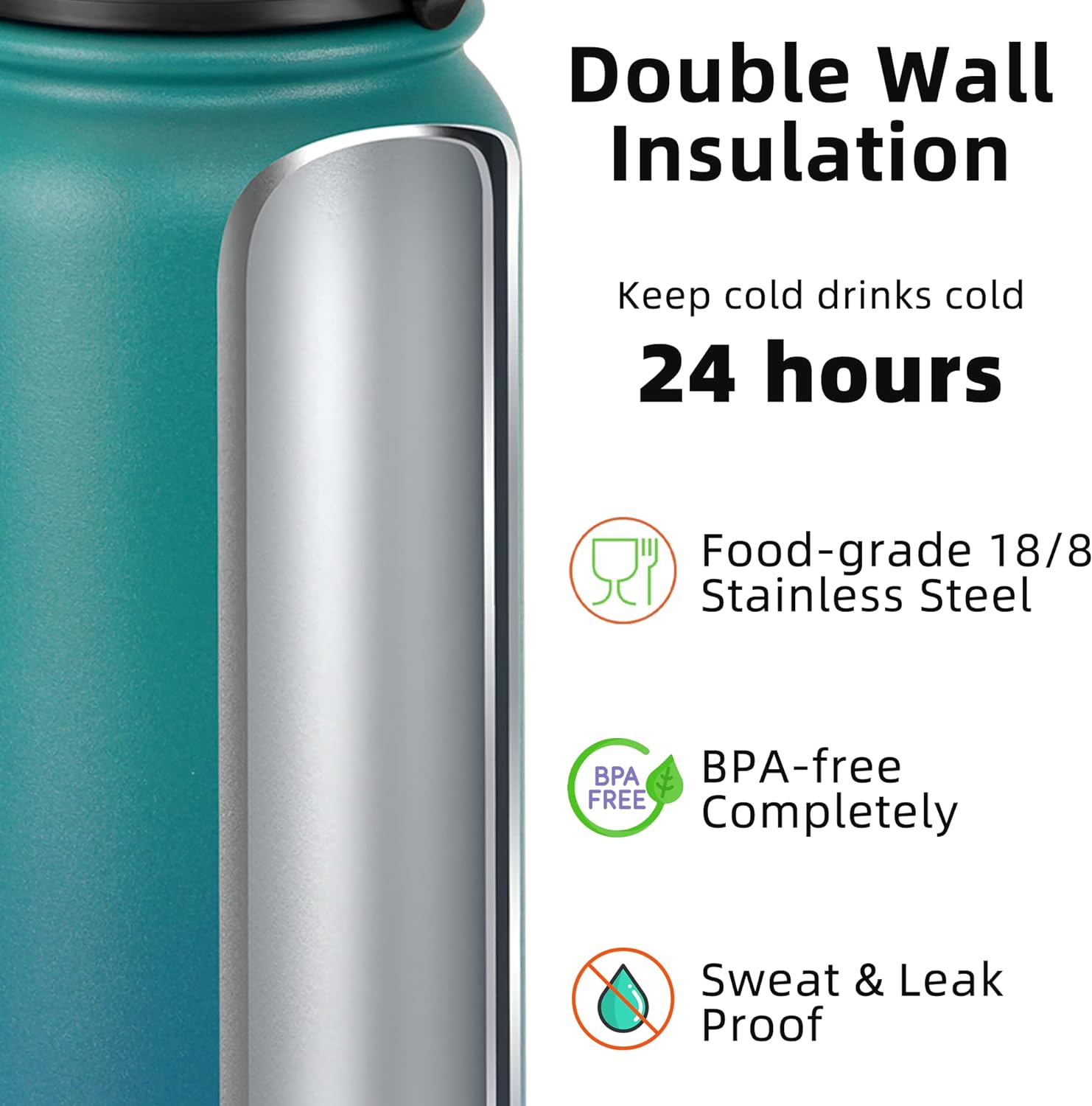 1724588354 16 Fanhaw 20 Oz Insulated Stainless Steel Water Bottle with 1