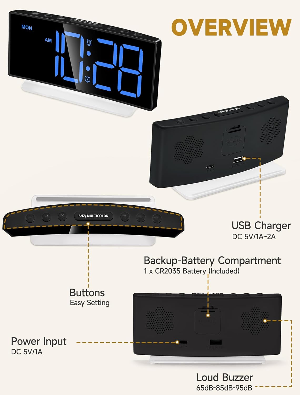 1724601290 265 Cadmos Extra Loud Alarm Clock for Heavy Sleepers AdultsTeensKidsRainbow Clock