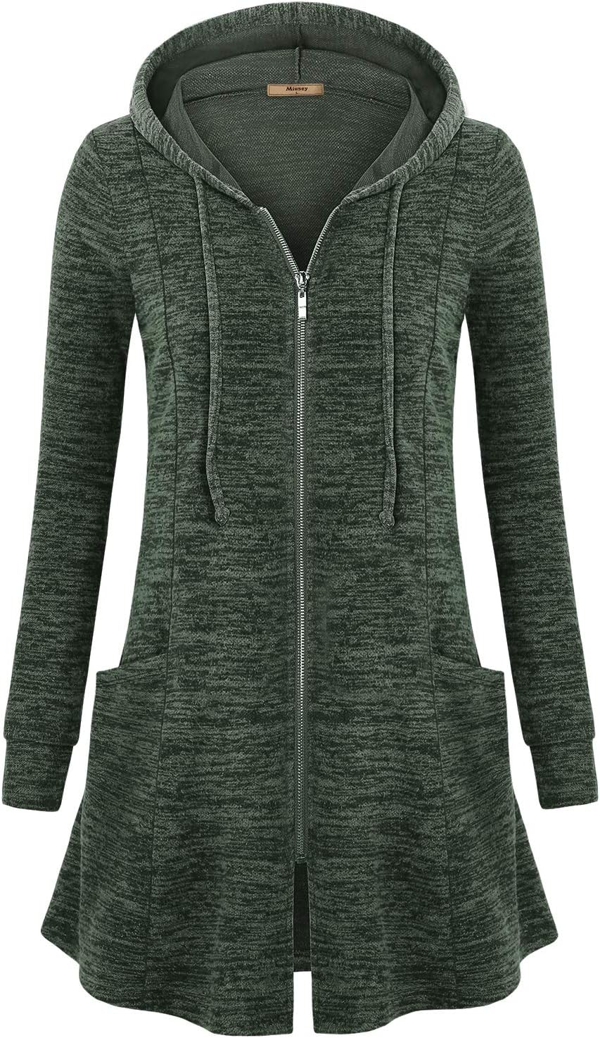 1724602952 488 Miusey Womens Zip Up Long Hoodie Jacket Lightweight Tunic Sweatshirt