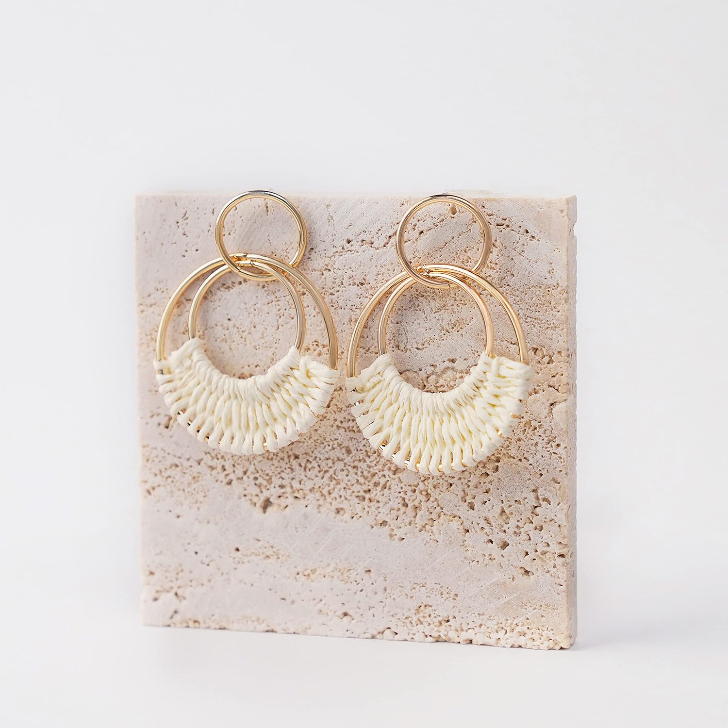 1724603800 378 Raffia Hoop Earrings for Women Fun Boho Summer Beach Earrings