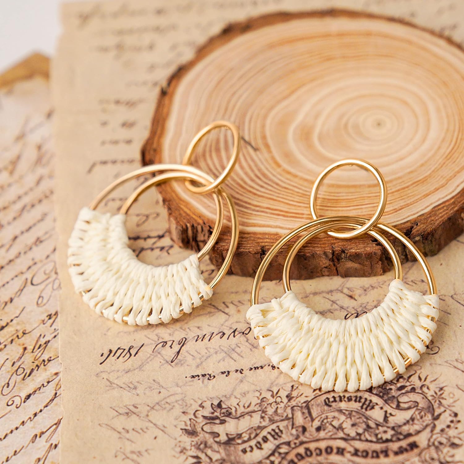 1724603800 586 Raffia Hoop Earrings for Women Fun Boho Summer Beach Earrings