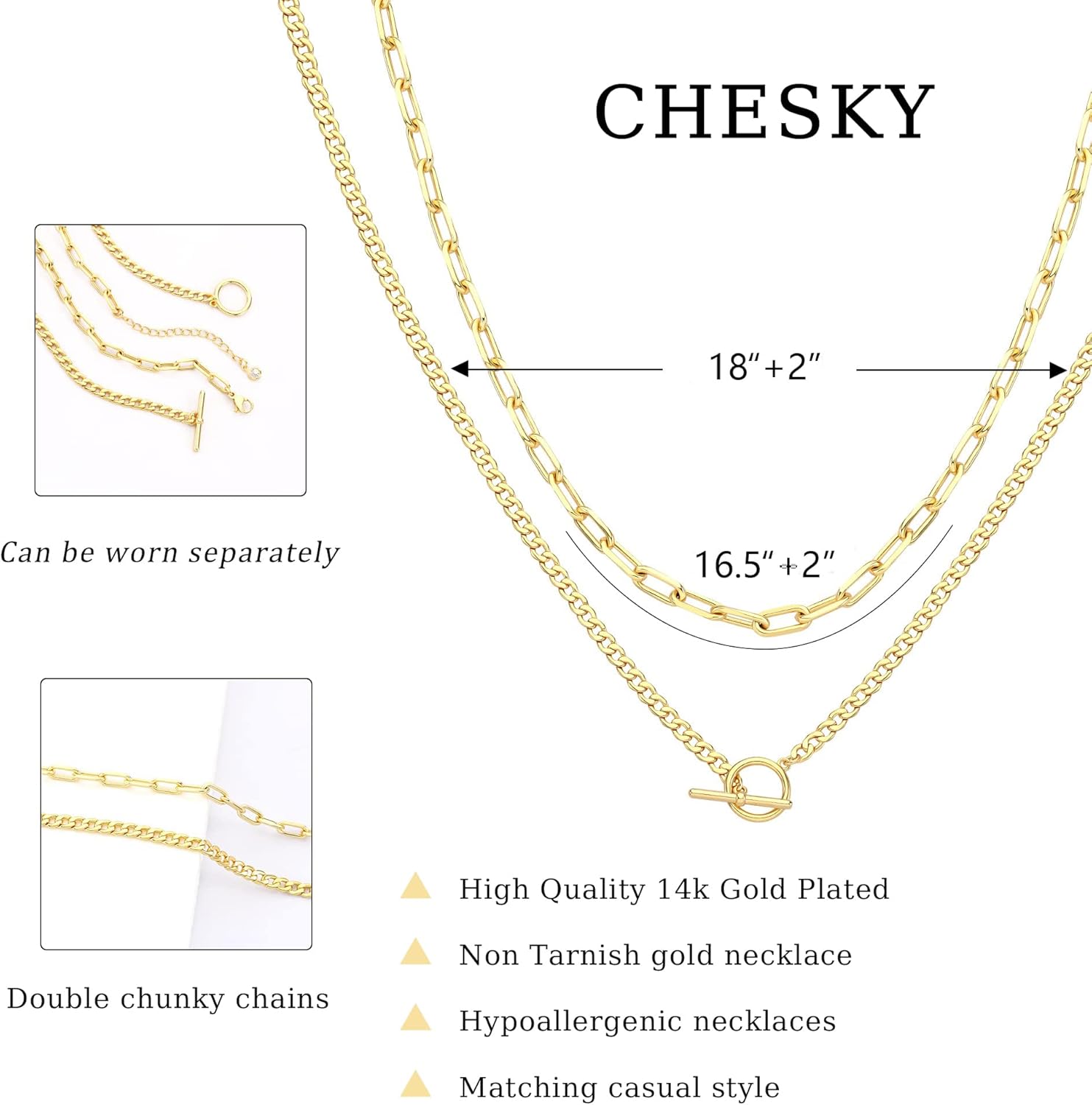 1724604615 540 CHESKY Gold Layered Necklaces for Women 14K Dainty Gold Chain