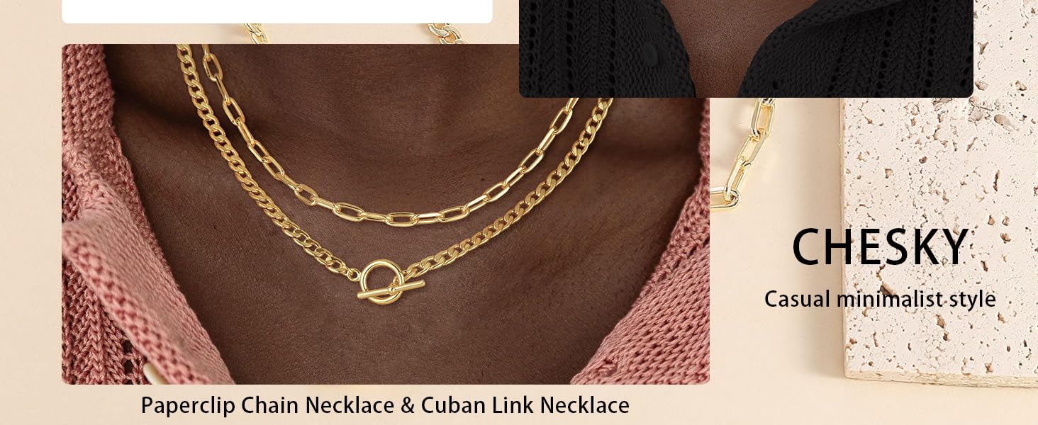 1724604618 14 CHESKY Gold Layered Necklaces for Women 14K Dainty Gold Chain