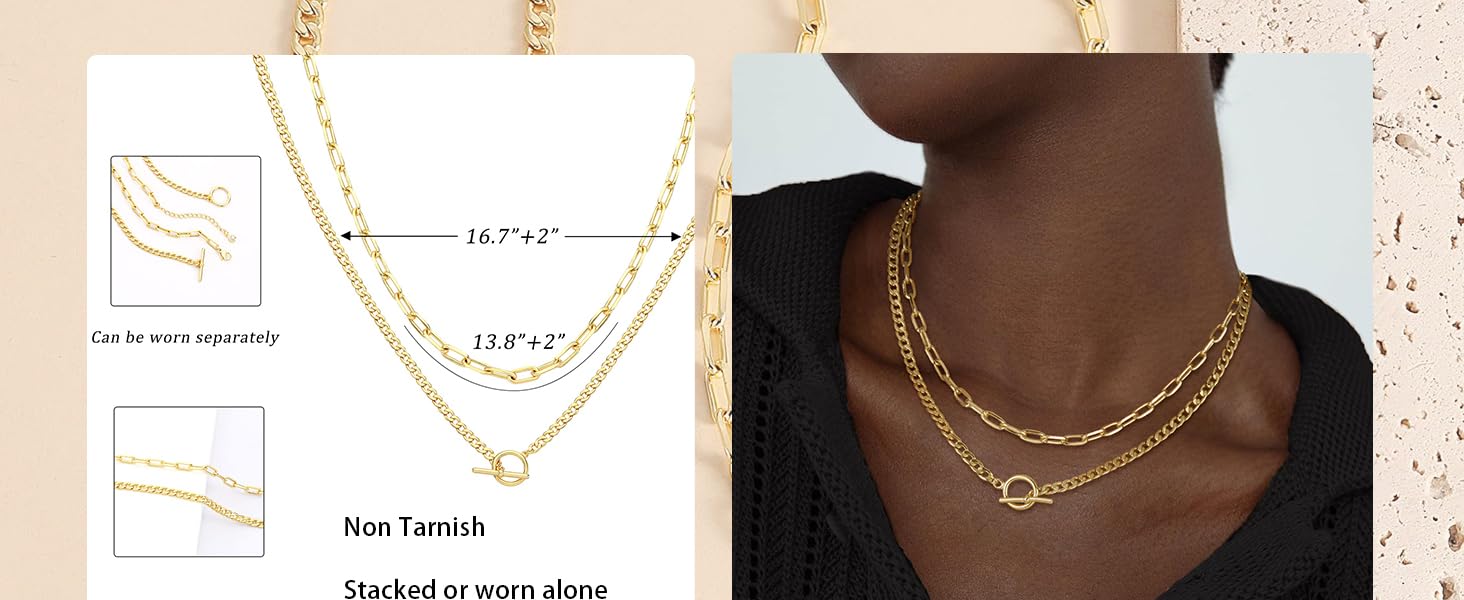 1724604618 441 CHESKY Gold Layered Necklaces for Women 14K Dainty Gold Chain