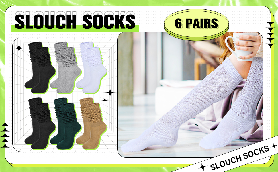 1724607198 684 Bencailor 6 Pairs Women Slouch Socks Cotton Scrunch Socks 80s