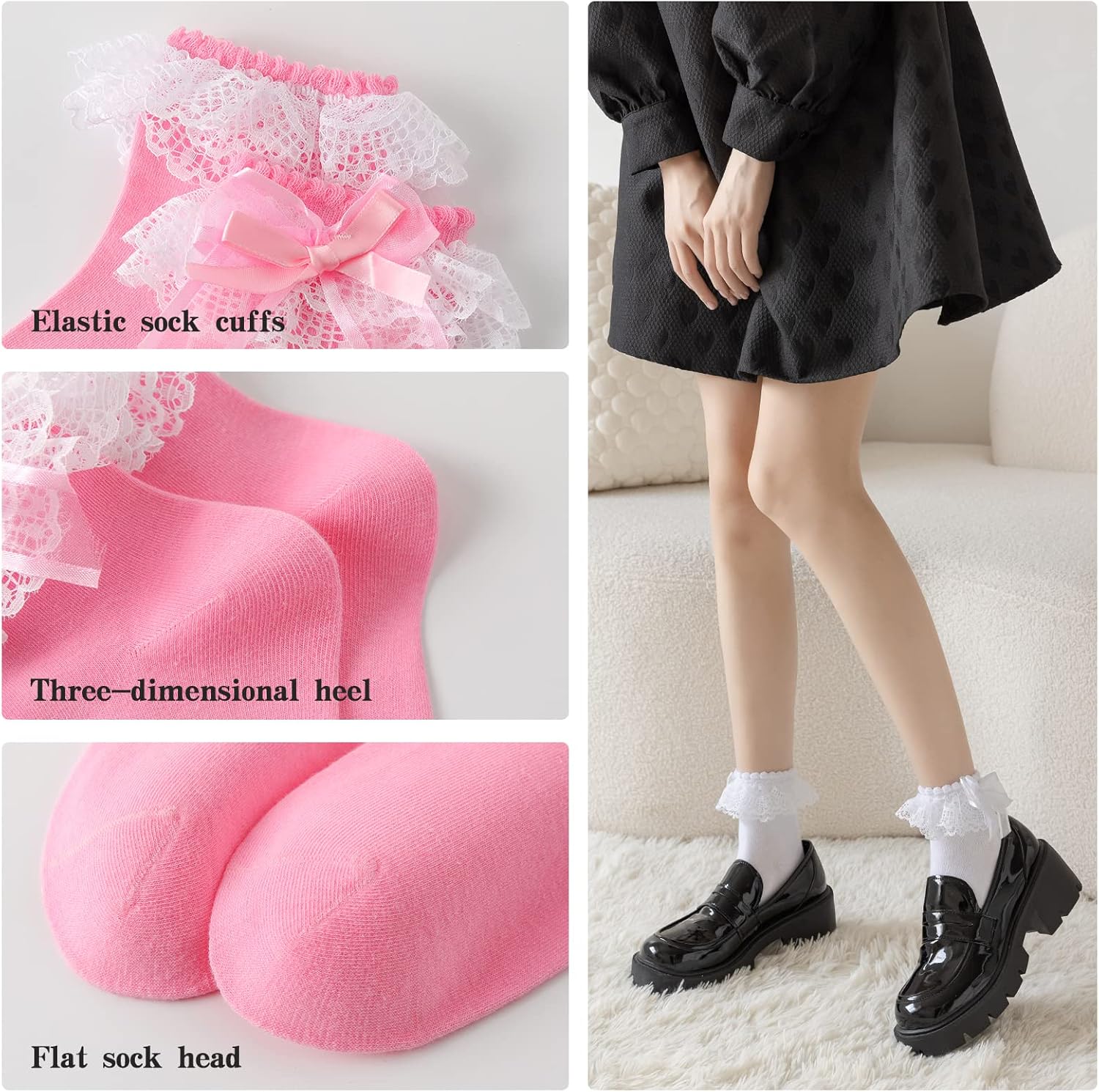 1724608853 133 Lace Ruffle Frilly Socks for Women Lace Ankle Socks