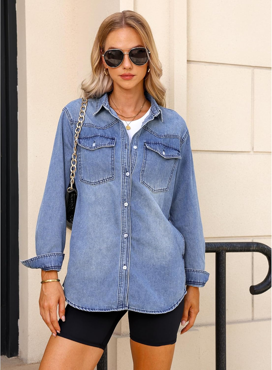 1724611362 156 luvamia Long Denim Jacket for Women Lightweight Trendy Jean Button