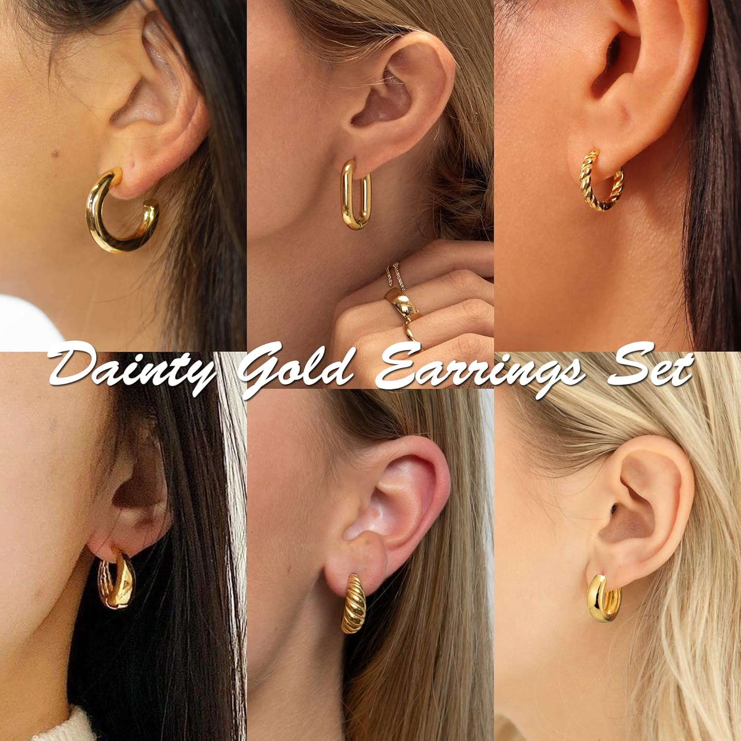 1724614844 931 9 Pairs GoldSterling SilverRose Gold Plated Hoop Earrings Set for