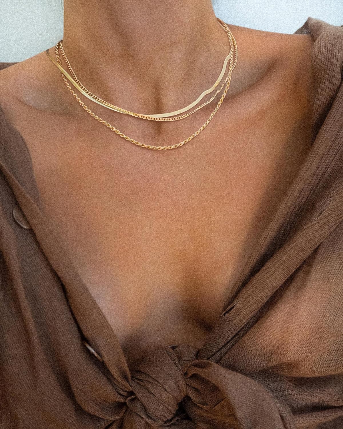 1724616509 877 Herringbone Necklace for WomenDainty Gold Necklace14k Gold Plated SnakeGold Chain