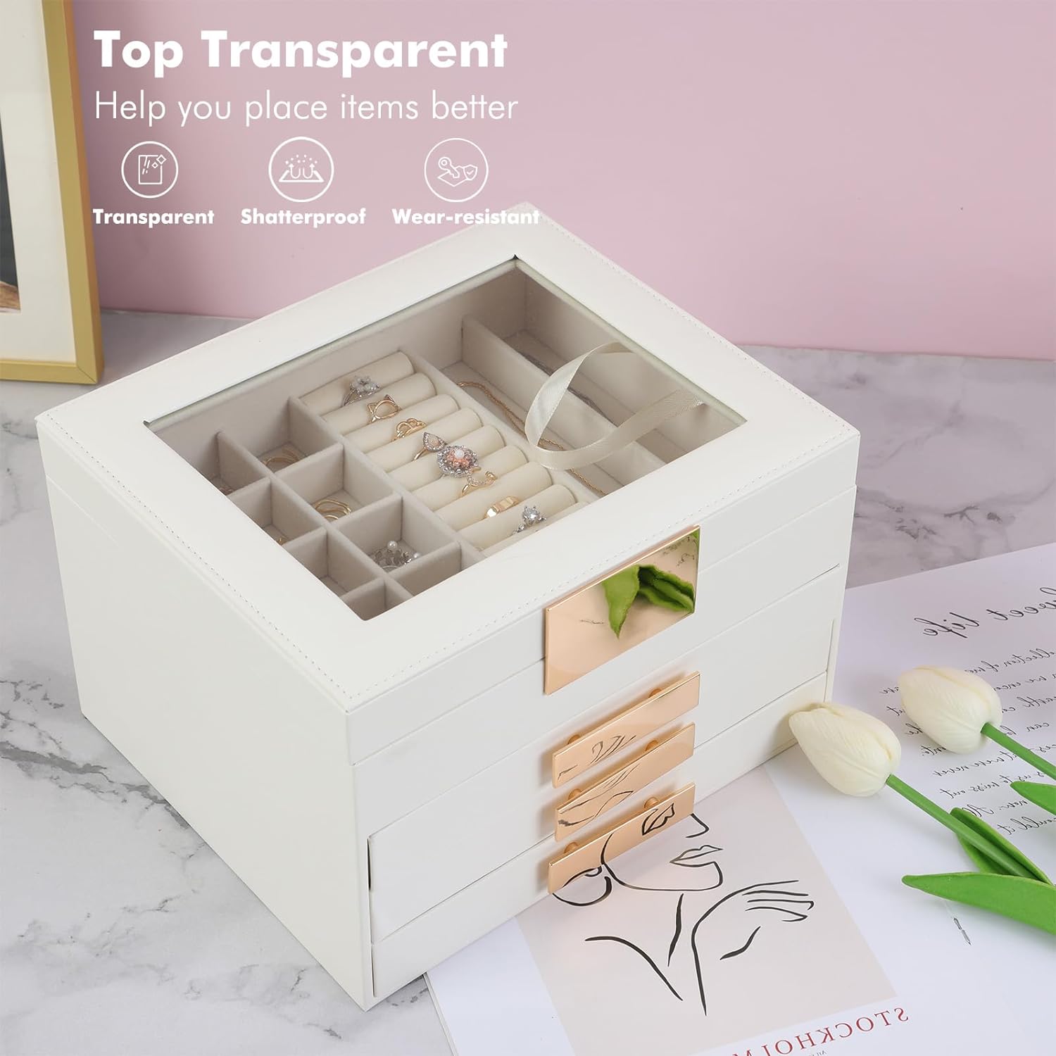 1725142180 841 Fixwal Jewelry Organizer Box 4 Layers Modern Jewelry Organizer with