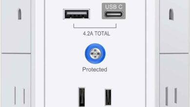 5-Outlet Surge Protector Wall Charger with 4 USB Ports - 1680J Multi Plug for Home, Office, Travel