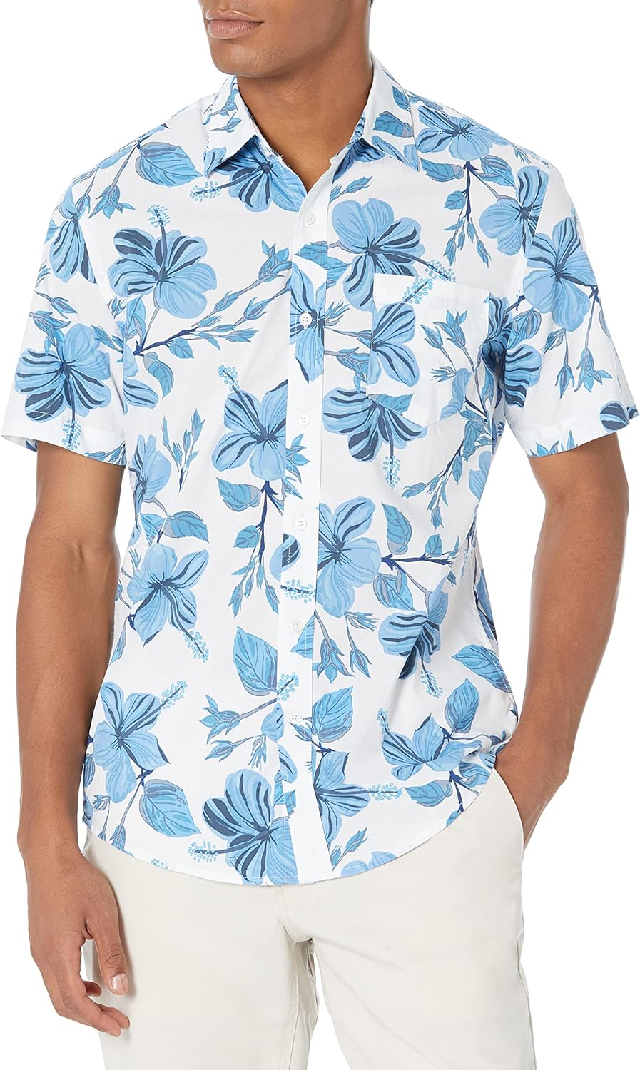 Amazon Essentials Mens Slim Fit Short Sleeve Print Shirt