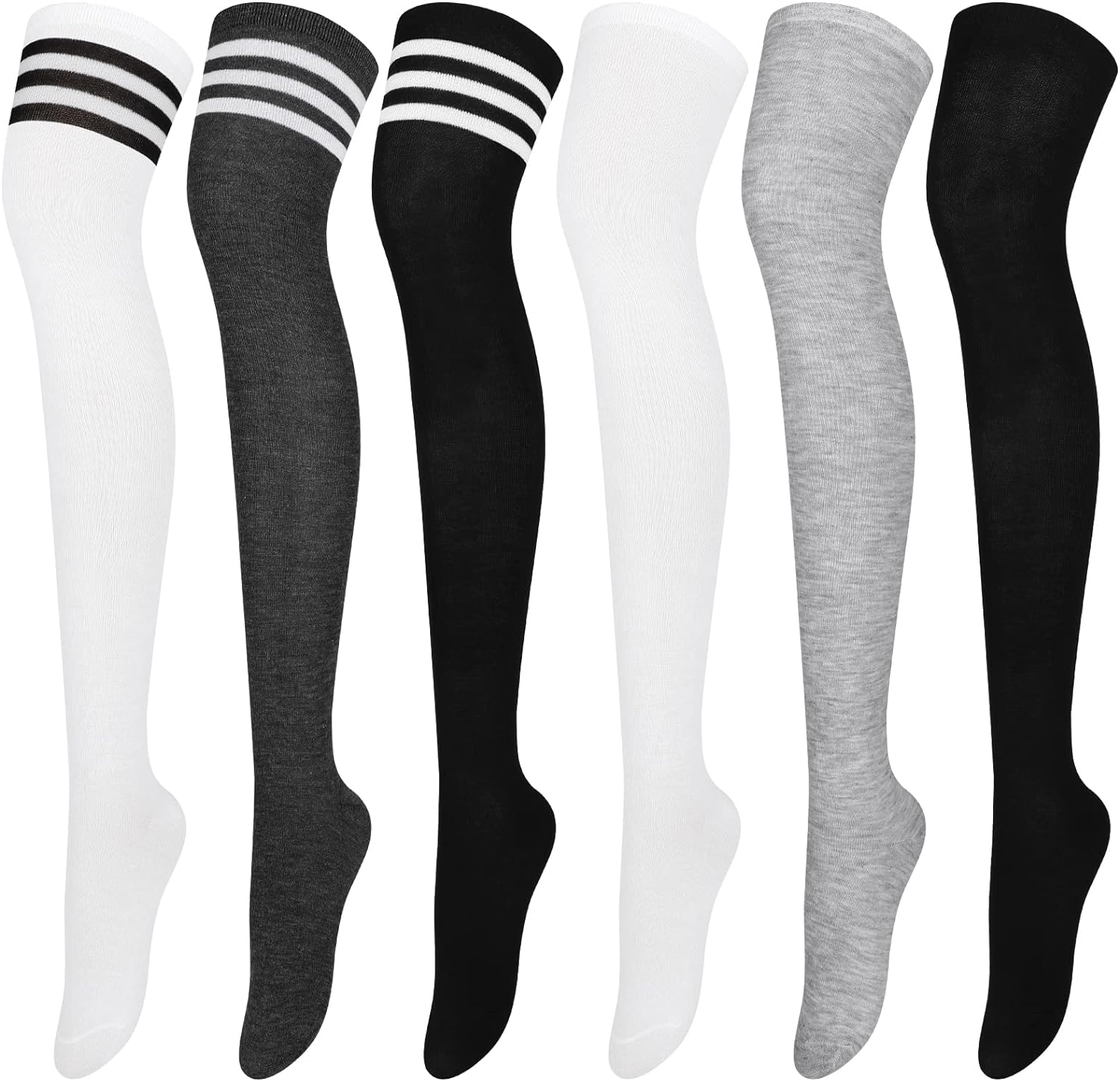 Aneco 6 Pairs Over Knee Thigh Socks Knee High Warm Stocking