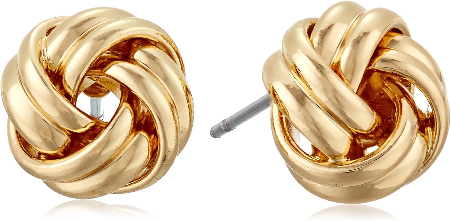 Anne Klein Classics Gold Tone Knot Stud Earrings